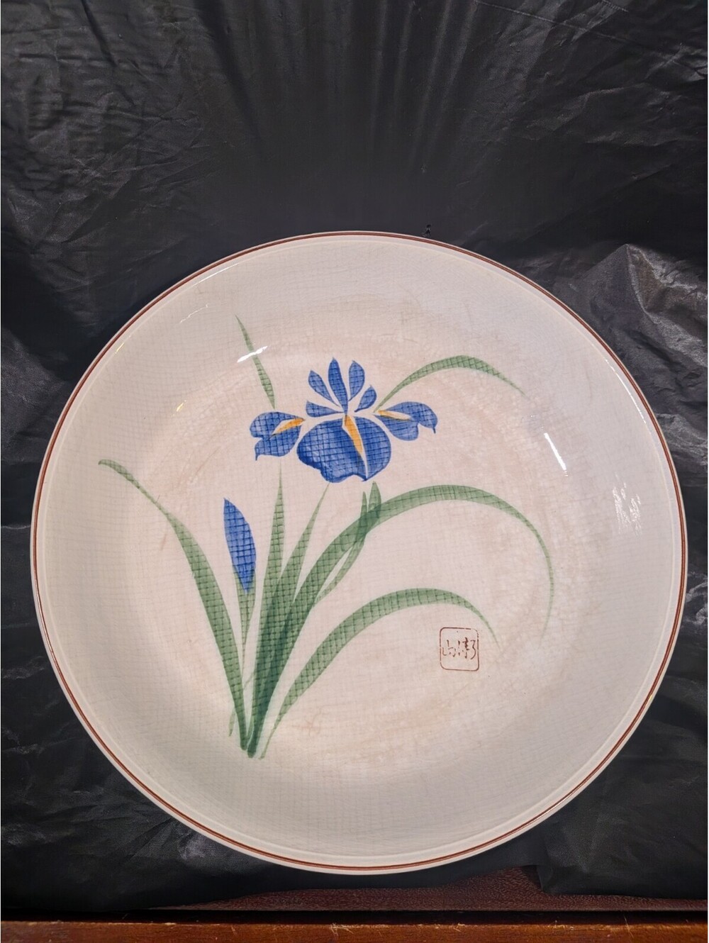 O N O  Japan  Floral IrishBowl 12" Heavy & Large 1970-90 hand painted 2" deep